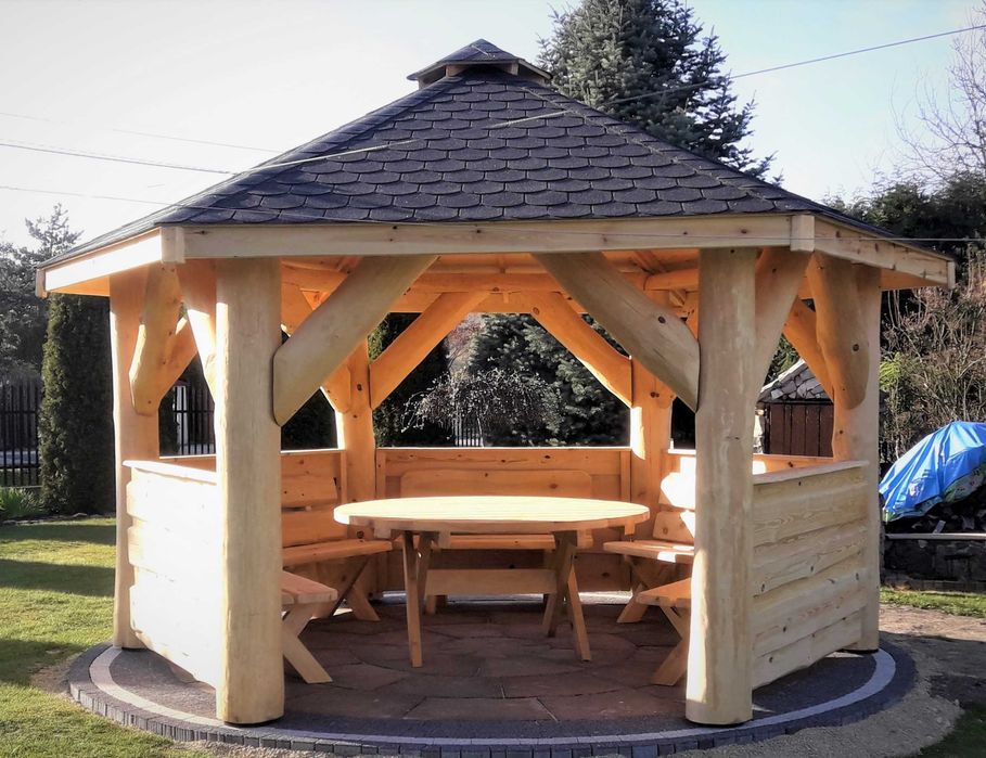 Altana altanka altanki altany z OKRĄGŁYCH BALI sześciokątna PRODUCENT