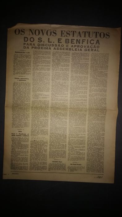 Estatutos do Sport Lisboa e Benfica dos anos 50/60