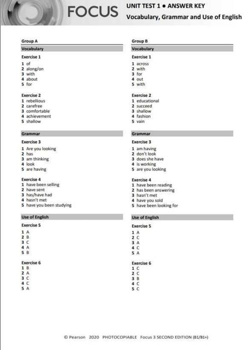 Ответы на Focus 3 (second edition)