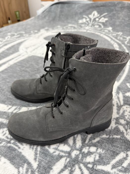 Теплі зимові сірі чоботи Lavorazione Artigiana Італія шкіра 40