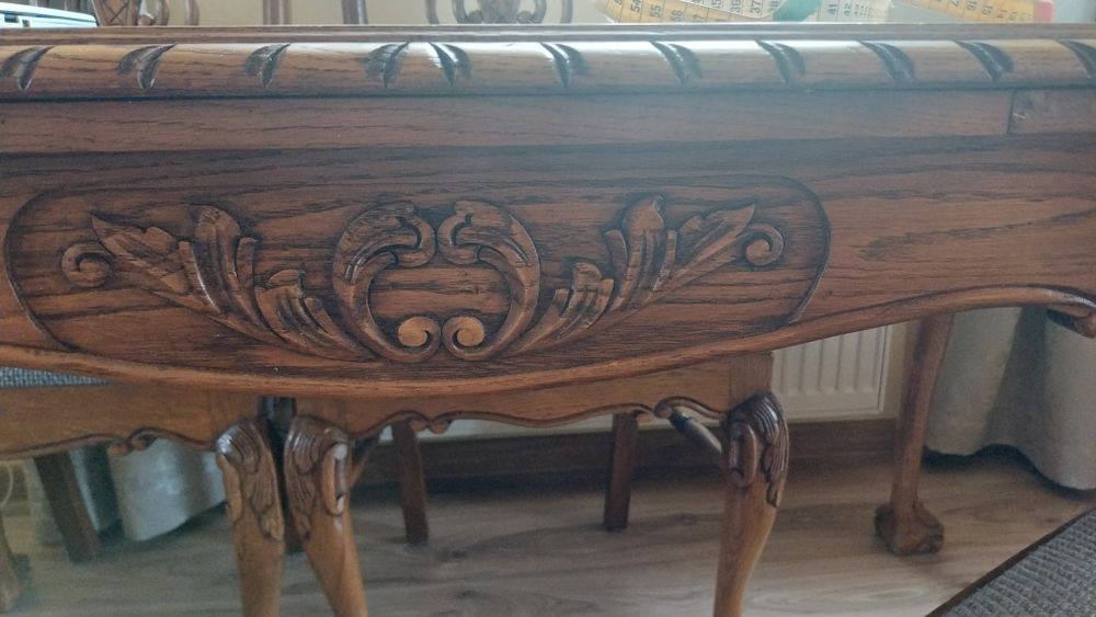 Stół z krzesłami lite drewno