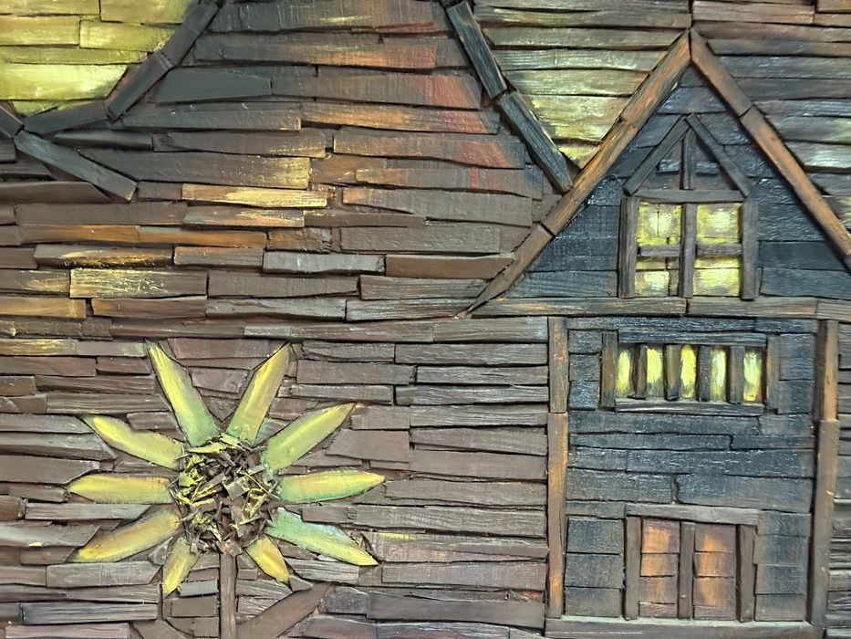 Obra de arte manual em madeira_Antiga