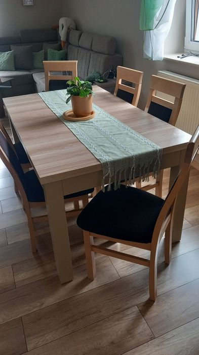 Stół rozsuwany 90/150-250 + 6 krzeseł
