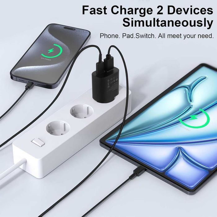 25 W carregador USB C múltiplo carregamento rápido tomada para Samsung