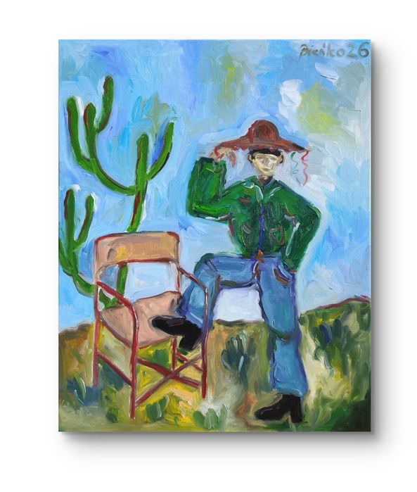 Obraz abstrakcja surrealizm Cowboy western Boho japadni vintage retro stylowy artdeco