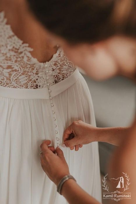 Suknia Ślubna DIANA JIMMY z trenem, kolor IVORY, rozmiar 36/38