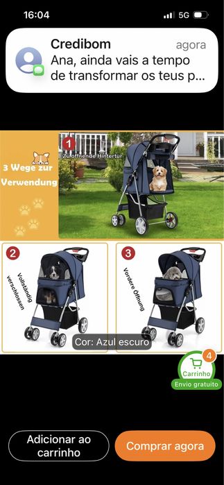 Carrinho para Pets gatos ou cães