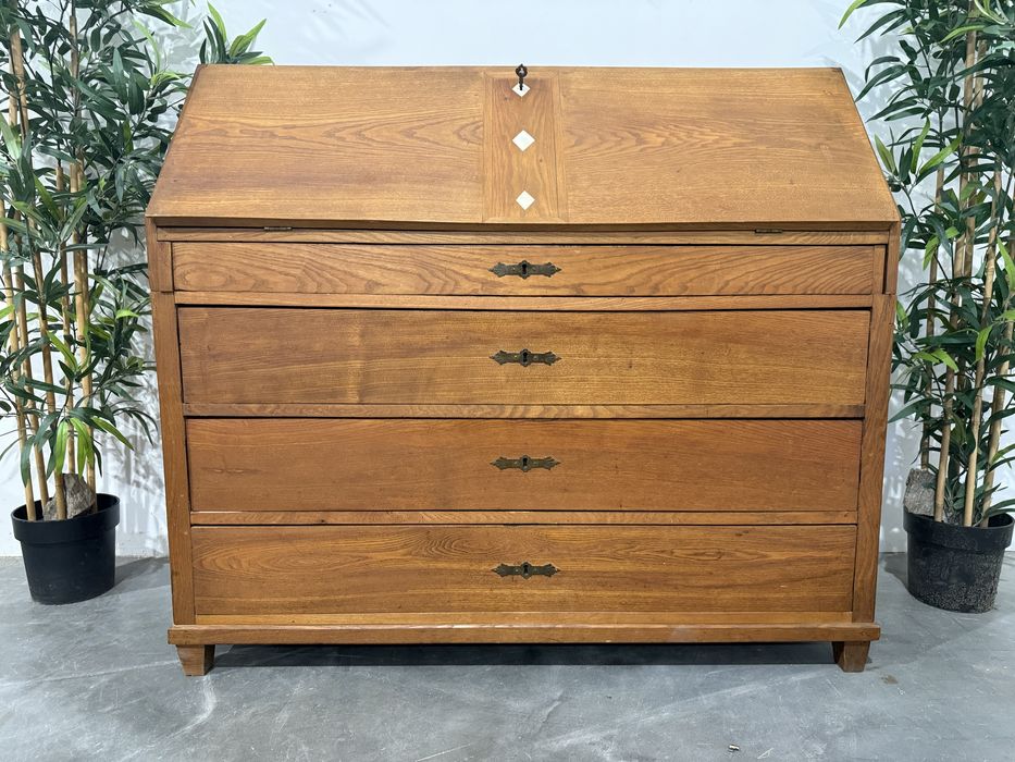 Piękny dębowy sekretarzyk komoda lite drewno po renowacji wysyłka