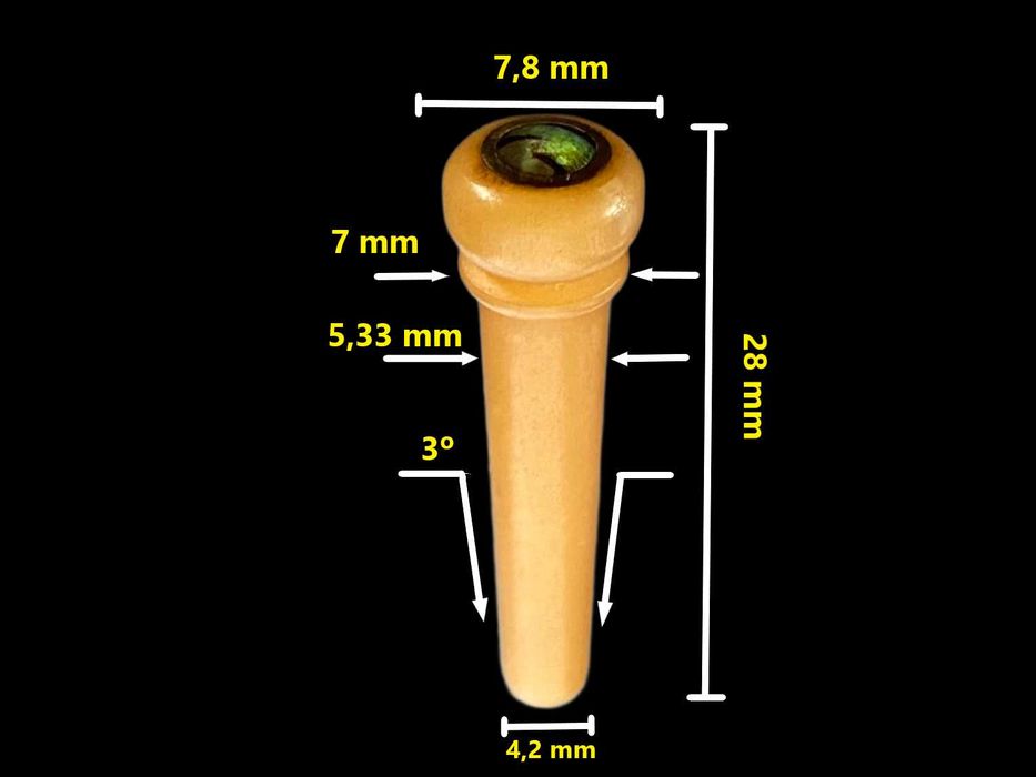 Pins em osso de camelo c/ pontos abalone Guitarra Folk