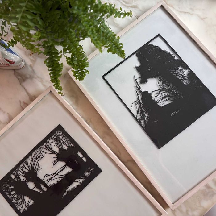 George Plischke reprodukcja vintage scherenschnitt wycinanki 2 szt