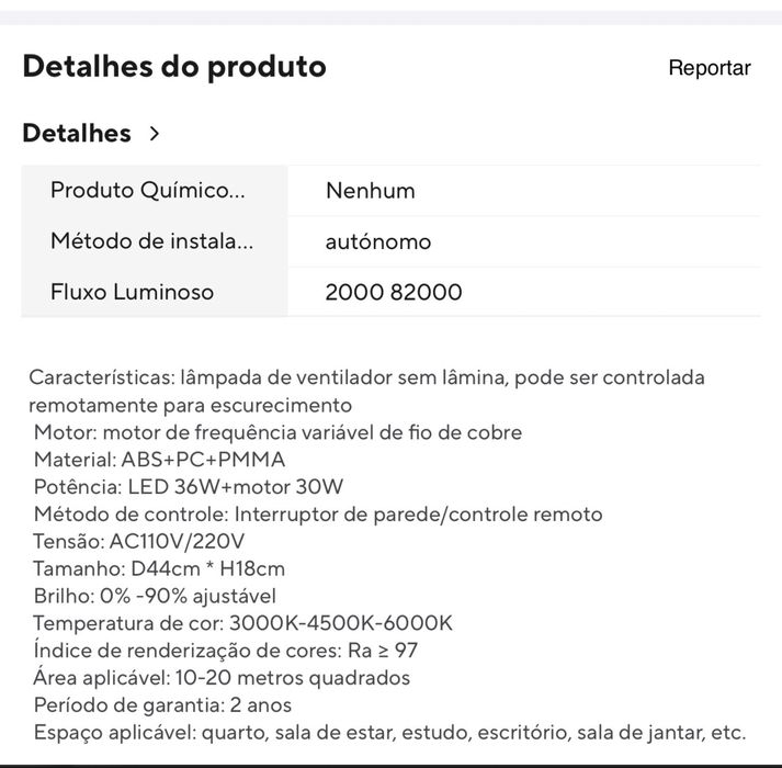 Led com ventilador para teto (Novo)