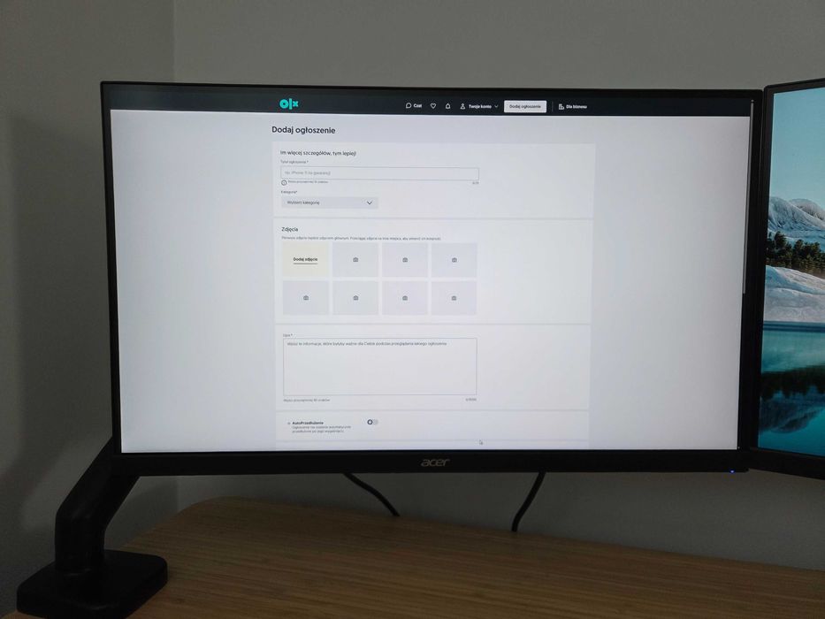 Monitor Acer Nitro VG270Ubmiipx 2560x1440 (WQHD) 27' + UCHWYT UM-600