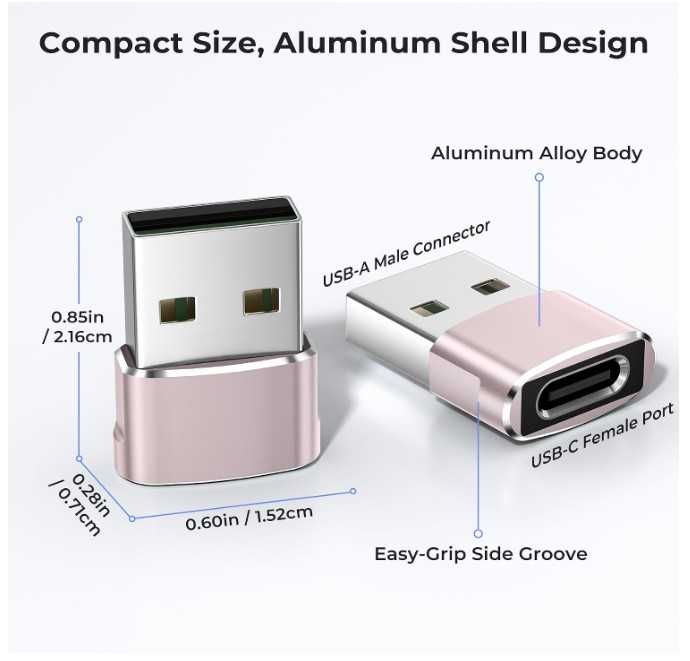 Adapter USB C do USB A kolor różowy Basesailor