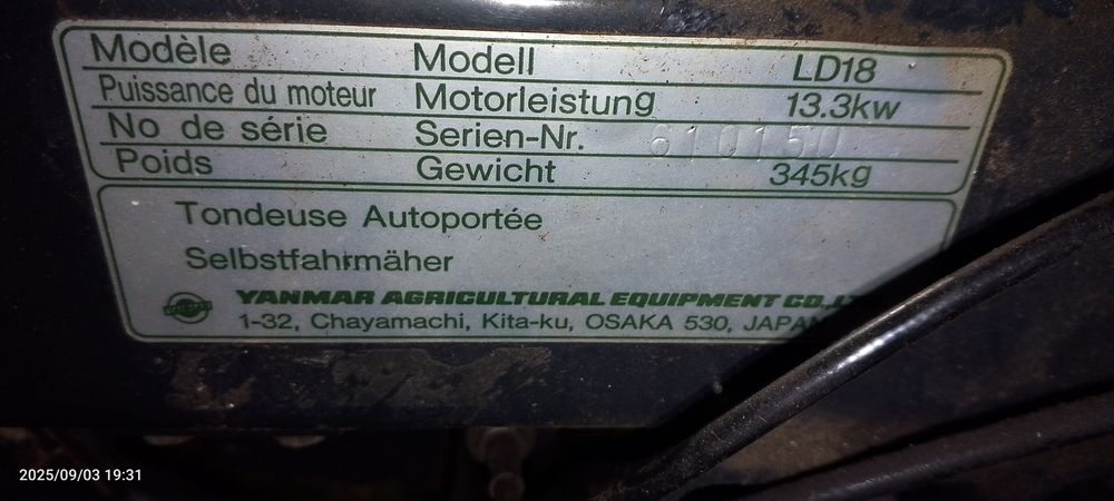 Kosiarka samojezdna traktorek z koszem Yanmar LD18 diesel hydrostat