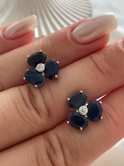 Серебряные серьги 925 пробы с Color Play Black Opal