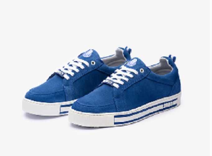 Sapatilha FC Porto em pele branca / camurça azul