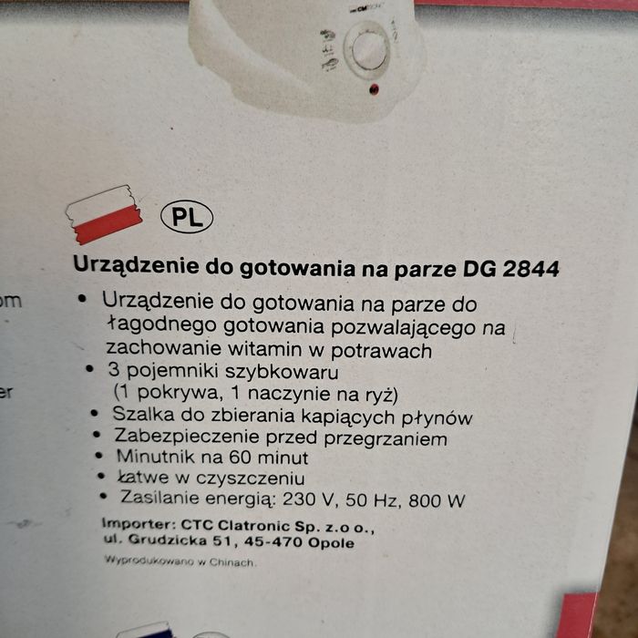 Urządzenie do gotowania na parze Clatronic