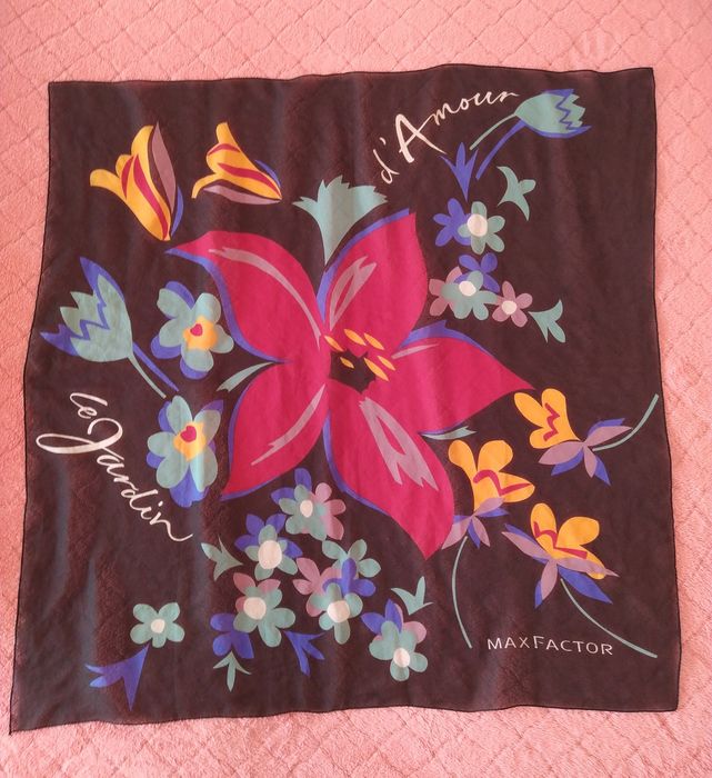 Vintage Max Factor Le Jardin d' Amour Шейный платок Аксессуар Шарф