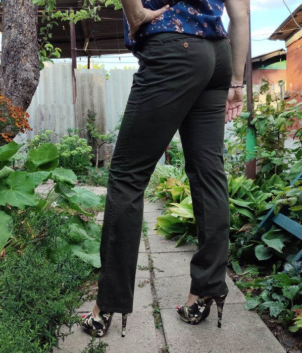 Брюки прямые коттон хаки, L