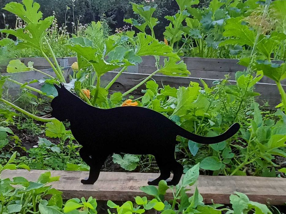 Kot 5 Rysiek Metalowa ozdoba dekoracyjna do ogrodu Czarna