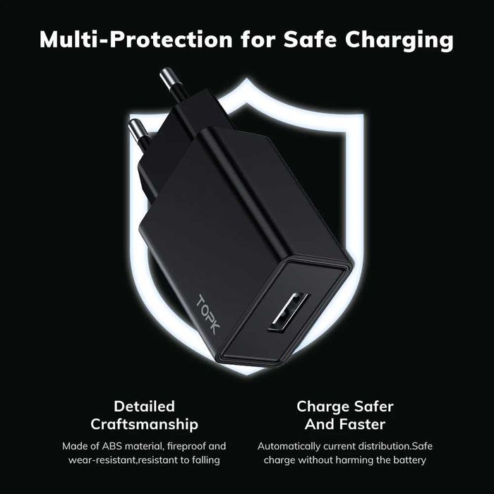 Ładowarka Sieciowa TOPK 10W USB-A Niezawodne Ładowanie Twoich Urządzeń
