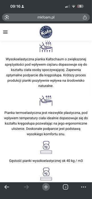 Materac z pianki memory firmy Koło 180/200 Medivlx Silwer Lux