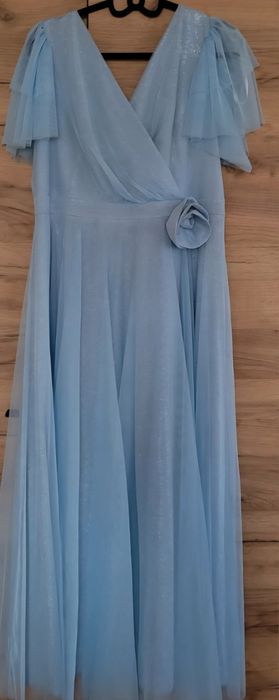 Zjawiskowa błękitna sukienka rozm. 44 idealna dla mamy panny młodej
