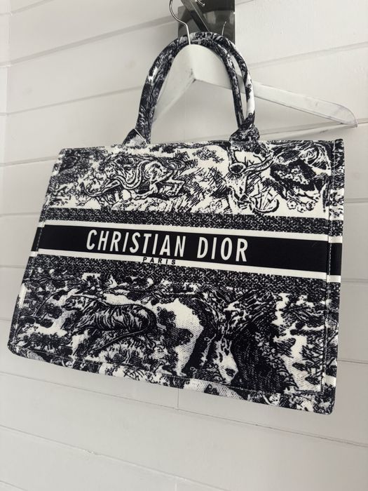 Christian Dior Book Tote Toile de Jouy granatowa shopperka torba premium