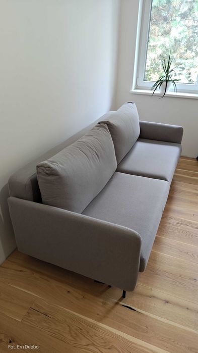 Sofa Nora tkanina Shell 3-osobowa funkcja spania pojemnik na pościel