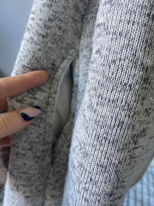 bluza rozpinana kożuch szary, długi sweter