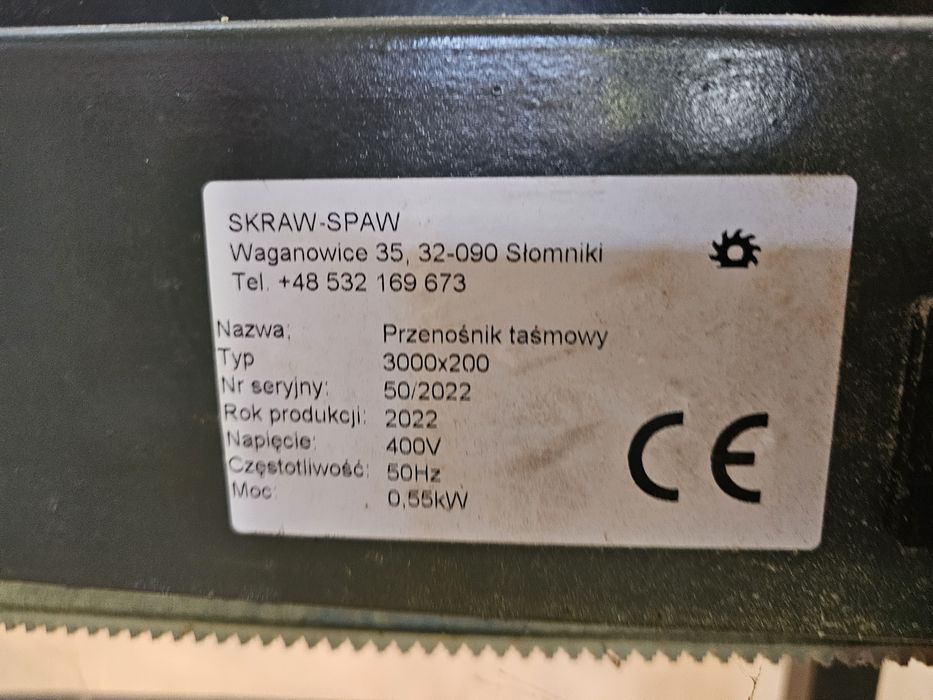 Przenośnik  taśmowy  taśmociag skraw spaw 3 m