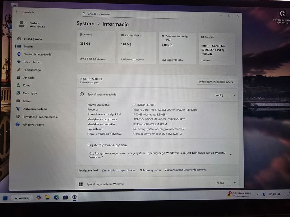 Surface laptop Go mod 1943