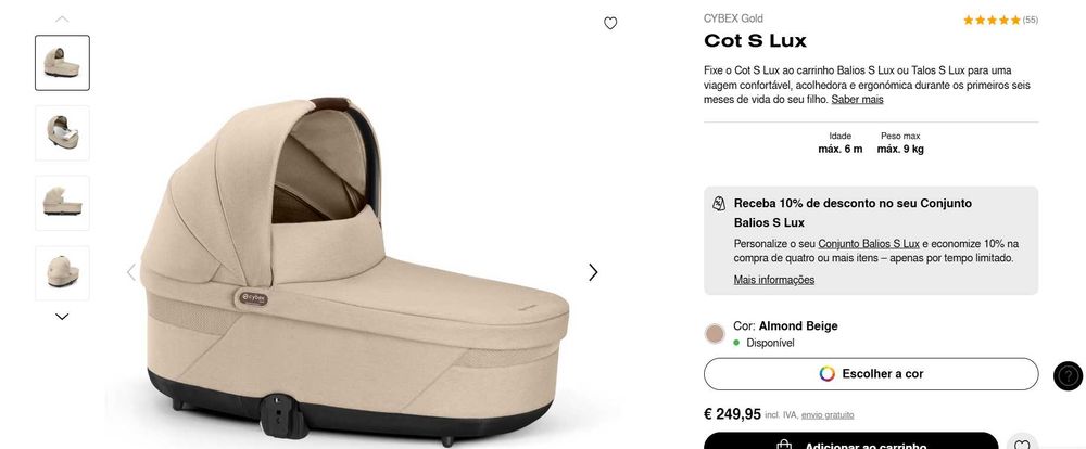 Alcofa CYBEX Gold Cot S Lux