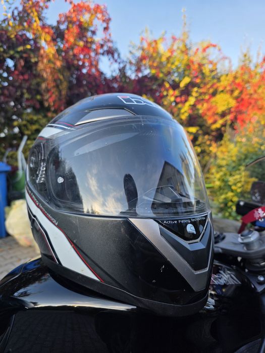 Kask motocyklowy iXS HX 500 czarny biały czerwony