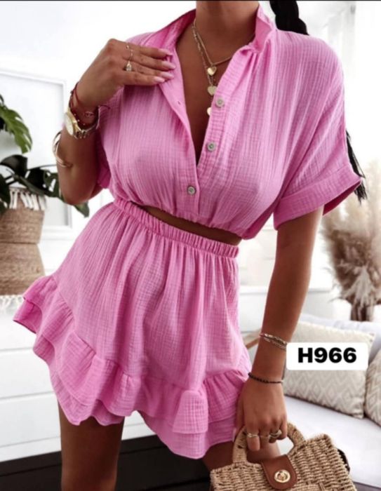 Komplet top spodenki spódniczka damski uni