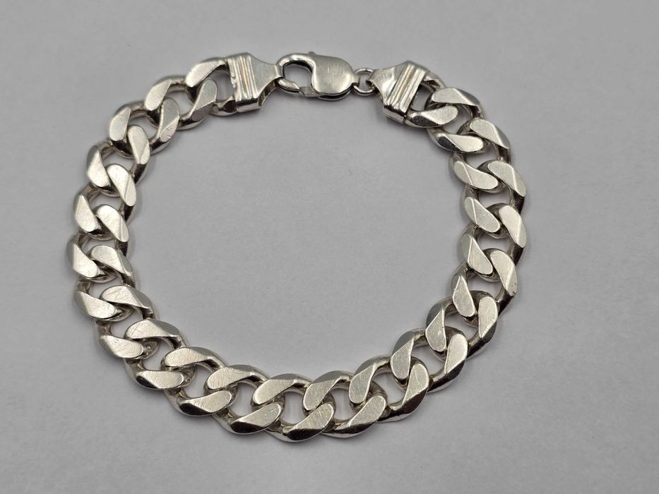 Gruba masywna SREBRNA Bransoleta pancerka 25,5cm pr925|Kłodzko Lombard