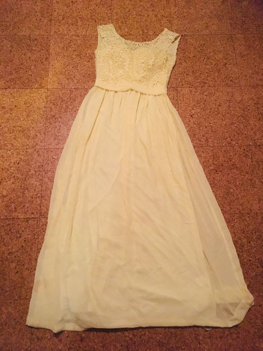 Vestido amarelo comprido cerimónia