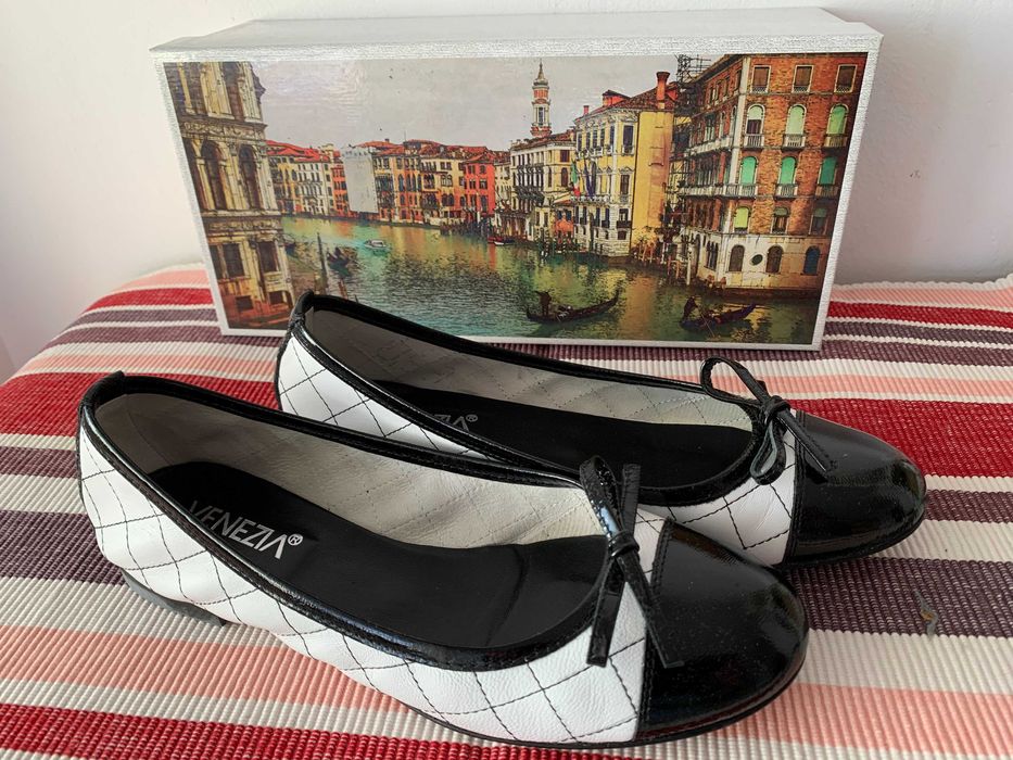 Biało-czarne baleriny Venezia r.37
