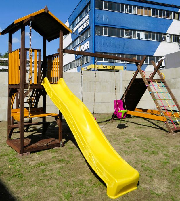 Plac zabaw: Wieżyczka/Domek, ściana wspinaczkowa, huśtawka, Do 14 dni!