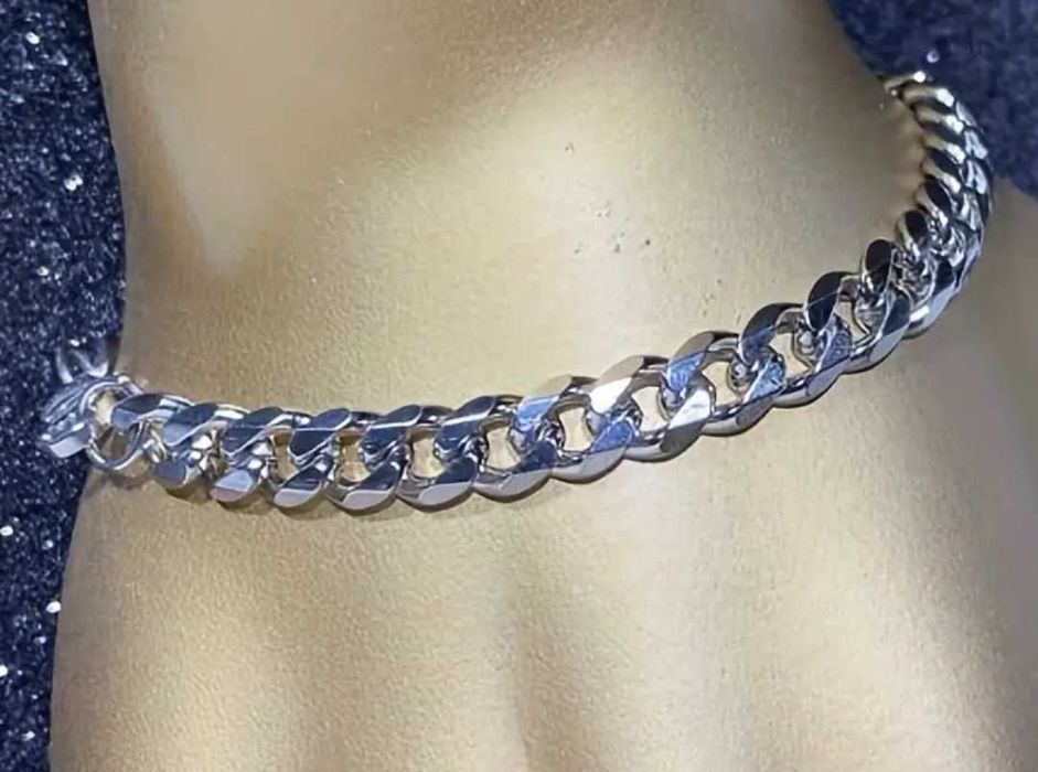 Pulseira + fio em aço para homem