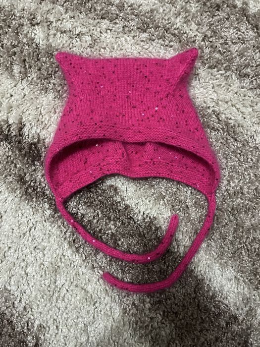 Коточепчик шапка з вушками пух норки handmade