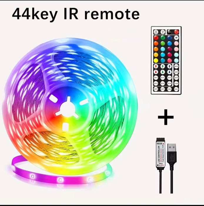 Світлодіодна стрічка 10м - 300грн RGB  пульт 44 кнопки Найнижчі ціни