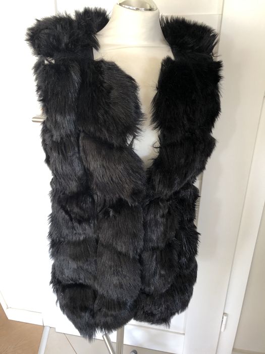 Kamizelka czarna sztuczne futro r. S/M