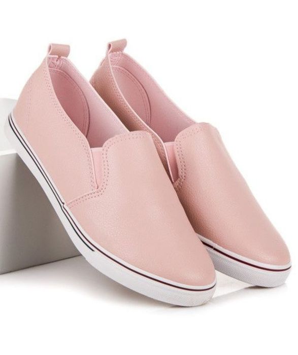 Pudrowy róż trampki półbuty tenisówki slip on 39 z miękkiej eko skóry