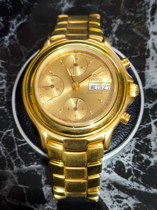 Titoni Chronograph Automatic Swiss Made Self Winding Gold Plated идеал