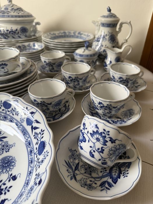 Serwis obiadowy kawowy  Zwiebelmuster wzór cebulowy.ZAREZERWOWANY!