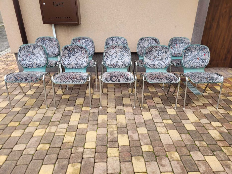 10 x Krzesła Mid Century Design Lata 90 Sklejka Bukowa Chrom Bauhaus