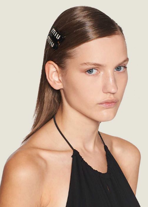 Шпильки Miu Miu Logo Lettering Hair Clips Black
