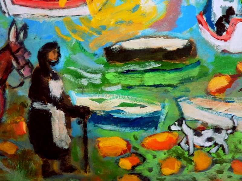 Quadro a óleo em madeira assinado 35 x 64.5 cm.
