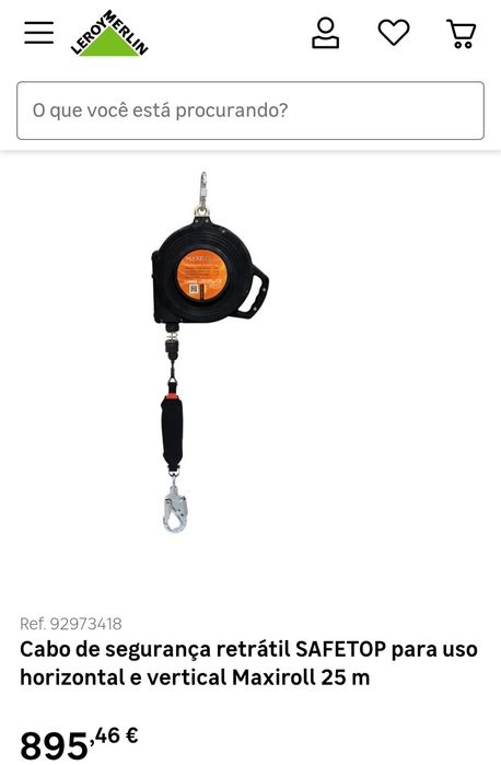 Cabo de segurança retrátil SAFETOP para uso horizontal e vertical Maxiroll